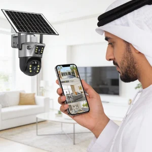 كاميرا بالطاقة الشمسية عدسة مزدوجة الشريحة ( ضمان 6 اشهر )
